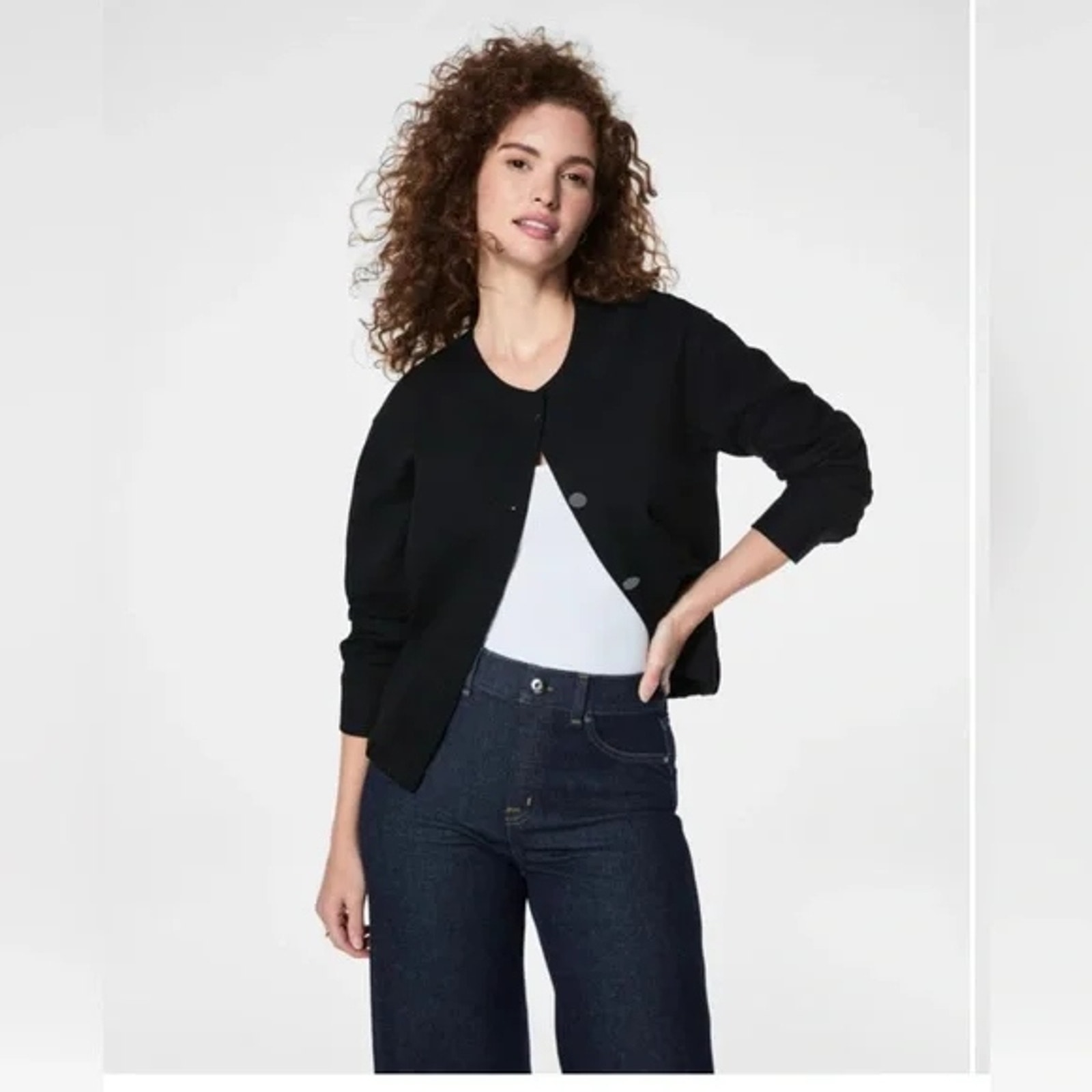 Spanx Women's Ponte Bomber Jacket Long Sleeve Classic Black Size Xs Nwt